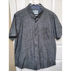 Hurley Standard Collection Slub Button Down Shirt XL Short Sleeve Gray
